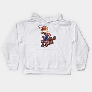 Italian Plumber Teddy Bear Kids Hoodie